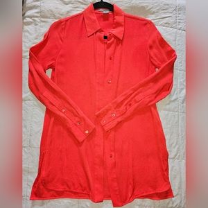 Vince silk blouse, red/orange, sheer size 2